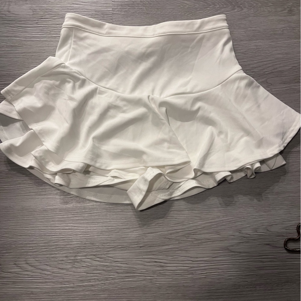 White Ruffle Hem Women's Skort
